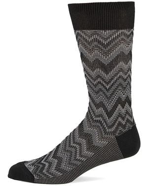 Missoni Rib-Knit Zigzag Cotton-Blend Crew Socks - Blue