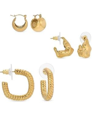 Eye Candy LA Luxe Clara Set Of 3 Goldtone Earrings - Metallic