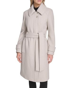 Andrew Marc Lawley Wool Blend Belted Trench Coat - Grey