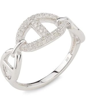 Effy ENY Sterling & 0.23 Tcw Diamond Oval-Link Ring - White