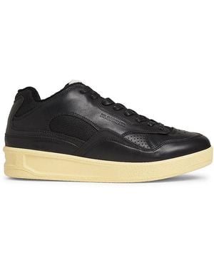 Jil Sander Sporty Logo Leather Sneakers - Black