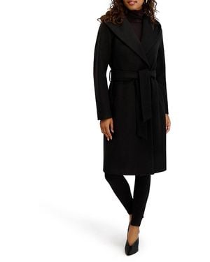 Kensie Belted Hood Wrap Coat - Black