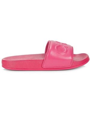 Jimmy Choo Azar Leather Pool Slides - Pink