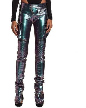 LAQUAN SMITH Iridescent Moto Skinny Pants - Blue