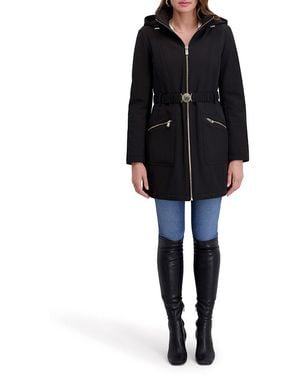 Kensie Softshell Belted Longline Jacket - Black