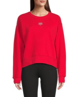 Tommy Hilfiger Logo Cotton-Blend Fleece Sweatshirt - Red