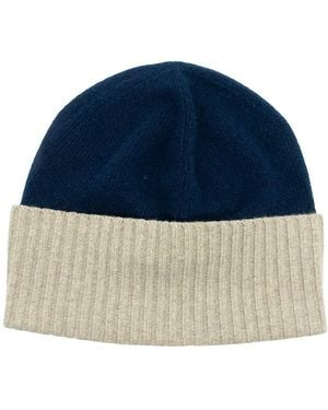 Portolano Colorblocked Cashmere Beanie - Blue