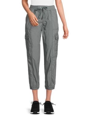 DKNY Cotton Cropped Cargo Joggers - Blue