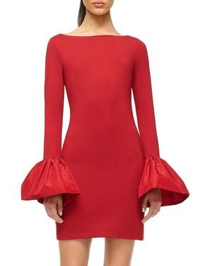 STAUD Hawthorne Bell-Sleeve Minidress - Red