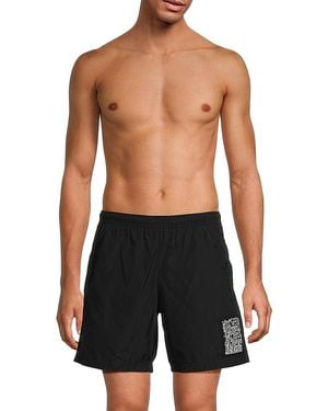 Alexander McQueen Logo Embroidered Swim Shorts - Black