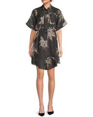 Brunello Cucinelli Printed Silk Shirt Dress - Black