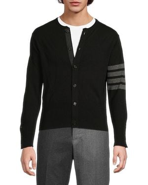 Thom Browne 4-Bar Cashmere Crewneck Cardigan - Black