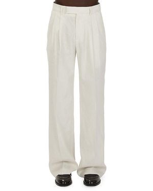Amiri Bandana Linen-blend Pleated Pants - White