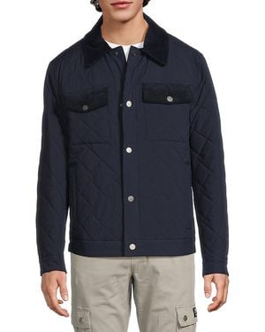 Andrew Marc Mainline Walkerton Chain Link Mini Quilt Jacket - Blue