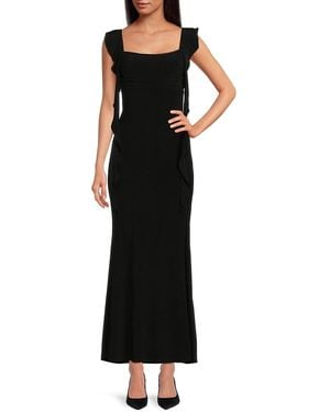Bebe Cascade Ruffle Knit Maxi Dress - Black