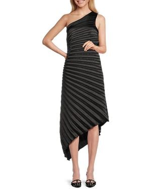 Bebe Pleated Asymmetric Midi Dress - Black