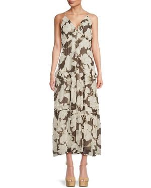 Rails Boa Floral Ruffle Midi-Dress - Natural