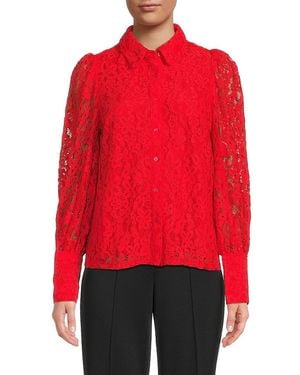 Saks Fifth Avenue Lace Blouse - Red