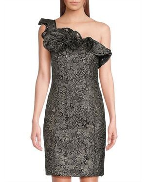 Emanuel Ungaro Taja Metallic Lace One-Shoulder Minidress - Black