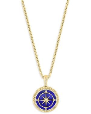 Effy 14K, Lapis & Diamond Compass Pendant Necklace - Blue