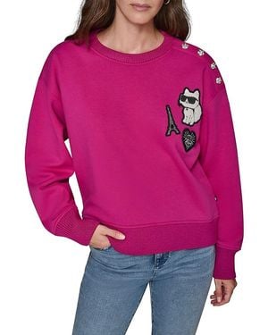 Karl Lagerfeld Choupette Patch Cotton-Blend Sweatshirt - Red
