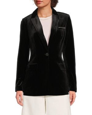 Calvin Klein Peak-lapel Velvet Blazer - Black