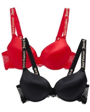 Juicy Couture 2-pack Lace Trim Push Up Bra - Red