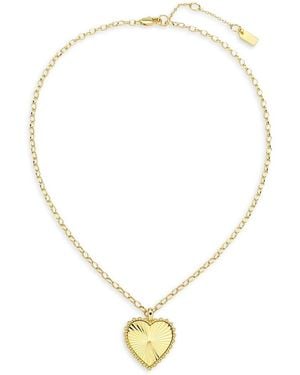 SAVIENE 3-5 Mils Goldplated, Aluminum & Cubic Zirconia Heart Pendant Necklace - Metallic
