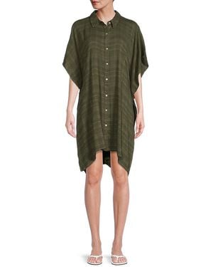 Beyond Control Solid Citizen Shirtdress Cover-Up - Green