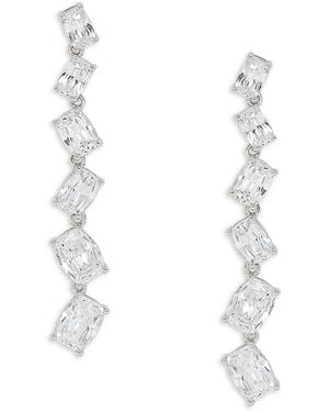Adriana Orsini Rhodium Plated & Cubic Zirconia Linear Drop Earrings - White