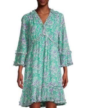 Kobi Halperin Everly Floral Ruffle Minidress - Blue