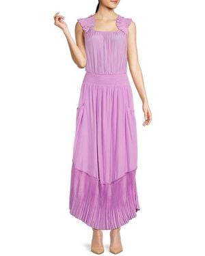 Ramy Brook Baylor Pleated Blouson Maxi Dress - Purple