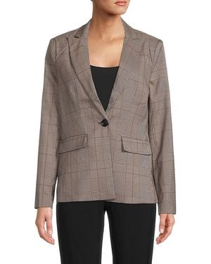 Central Park West Check Blazer - Gray