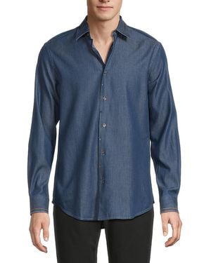 Paul Smith Long Sleeve Chambray Regular Fit Shirt - Blue