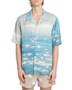BLUE SKY INN Ocean Satin Camp Shirt - Blue