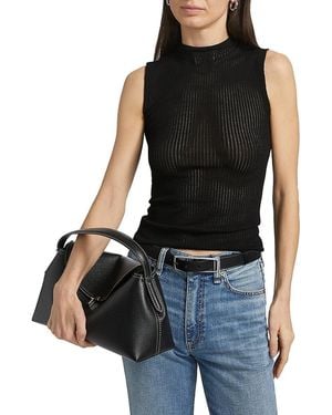 Rag & Bone Molly Mock Turtleneck Semi-Sheer Sleeveless Top - Black