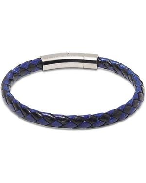 Tateossian Rt Leather Single Wrap Button Bracelet - Blue