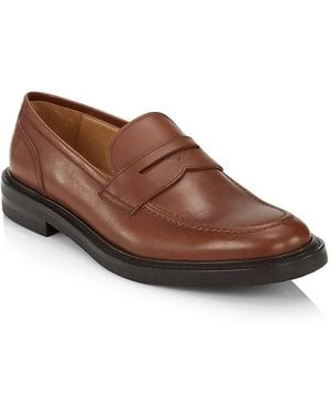 Saks Fifth Avenue Collection Leather Penny Loafers - Brown