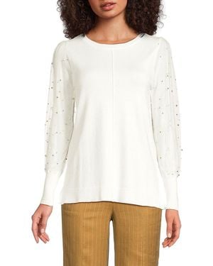 Joseph A Embellished Sleeve Top - White