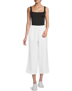 Saks Fifth Avenue 100% Linen Cropped Relaxed-Fit Trousers - White
