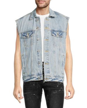 Purple Brand Brand 'Logo Embroidered Denim Vest - Blue
