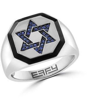 Effy 925 Sterling, Enamel & 0.17 Tcw Sapphire Star Ring - Grey