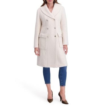Kensie Double-Breasted Wool-Blend Coat - Natural
