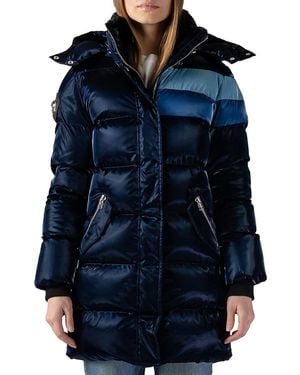 Woodpecker Penguin Faux Fur Lined Puffer Coat - Blue