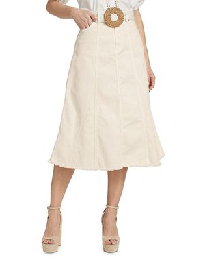 Ba&sh Tinna Tie-Waist A-Line Midi-Skirt - Natural