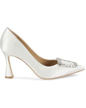 Badgley Mischka Aubree 85mm Embellished Satin Court Shoes - White