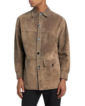 Awet Yoel Distressed Suede Jacket - Brown