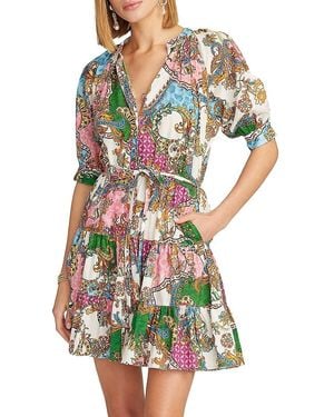 Robert Graham Sydney Paisley Tiered Short-Sleeve Minidress - Multicolour