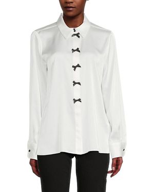 Karl Lagerfeld Bow-front Long-sleeve Blouse - White