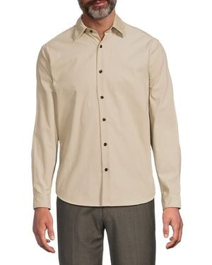 Theory Irving Spread Collar Cotton Shirt - Natural